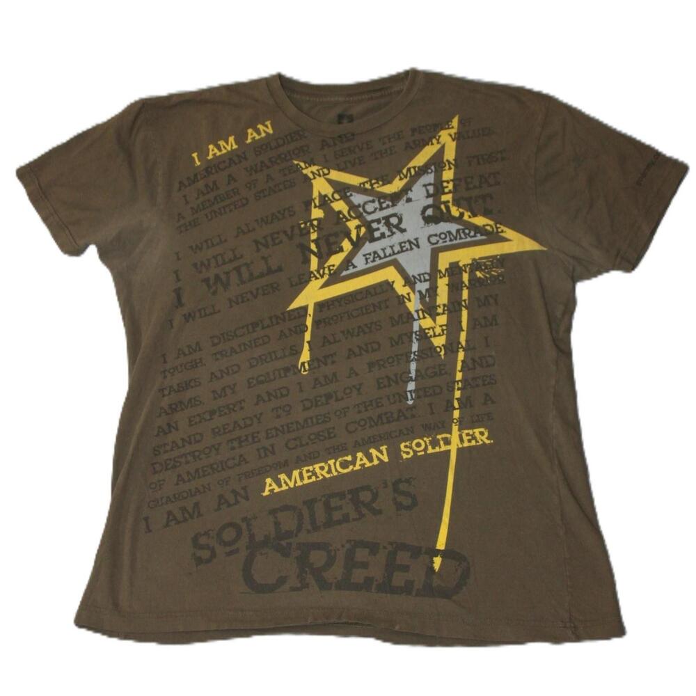 U.S. Army Shirt Mens L Brown Short Sleeve Graphic Crewneck Cotton Tagless
